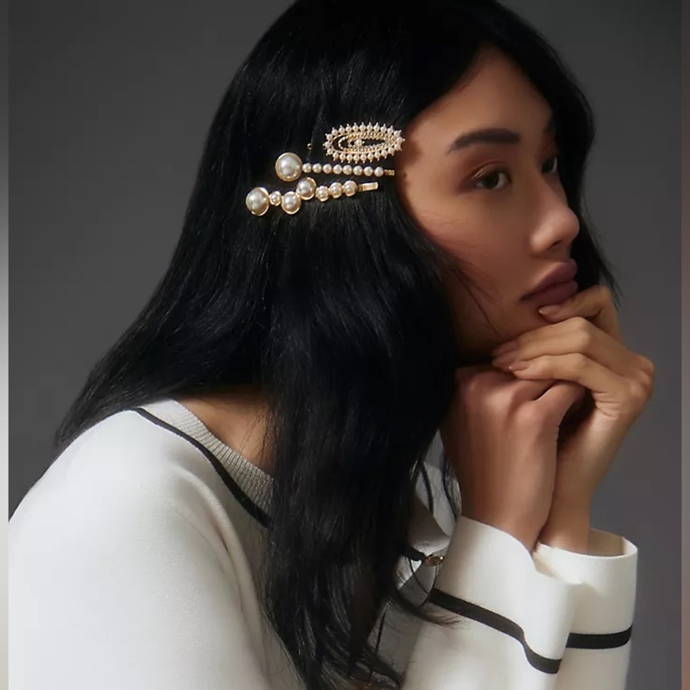 ANTHROPOLOGIE | Set of 8 Pearl Hair Clips